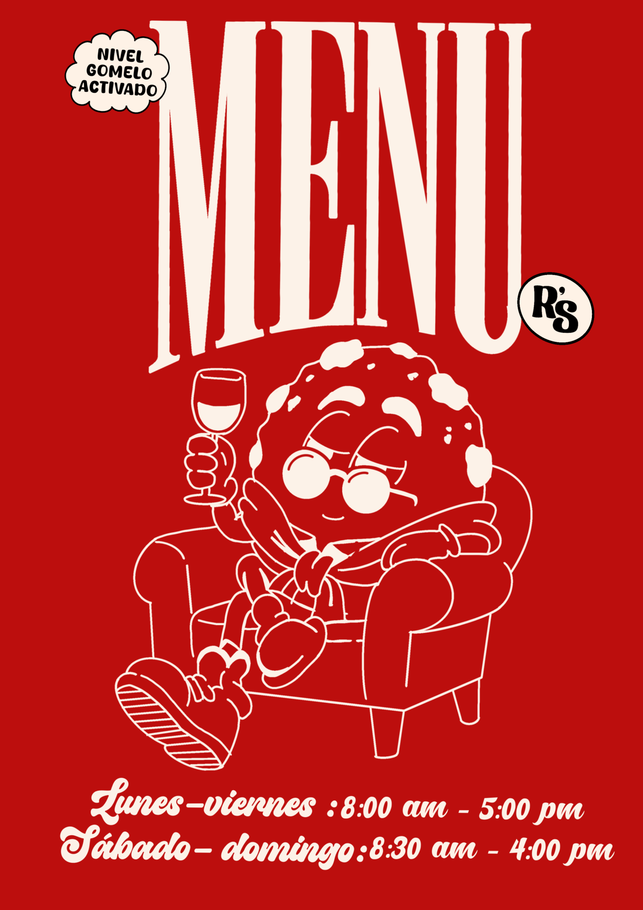 Portada del menú de Rolito's: horarios lunes a viernes de 8:00 am a 5:00 pm, sábado y domingo de 8:30 am a 4:00 pm